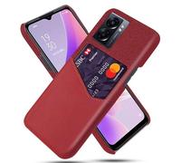 Coque pour Oppo A57 5G,Antidérapant,Pprotection Contre la Chute à 360°,Résistance aux Empreintes digitales,Caisse en Cuir en Toile et en PU avec 1 Fente pour Cartes derrière-Red
