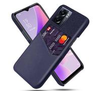 Coque pour Oppo A57 5G,Antidérapant,Pprotection Contre la Chute à 360°,Résistance aux Empreintes digitales,Caisse en Cuir en Toile et en PU avec 1 Fente pour Cartes derrière-Blue