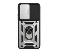 Coque pour Oppo A6 Pro avec Bague Support et Cache Caméra Coulissant Argent