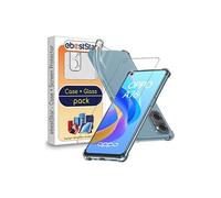 Coque pour Oppo A76 Gel Silicone Coins Rebords Renforcés Antichoc, Transparent + Film VERRE Trempé