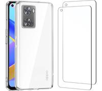 Coque Pour Oppo A76,Oppo A96 4g,Oppo A36 Haute Transparente Silicone En Gel Tpu Souple Et 2 × Verre Trempé Film Protection Écran Pour Oppo A76,Oppo A96 4g,Oppo A36