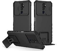 Coque pour Oppo A9 2020/Oppo A5 2020,Protection de la Caméra Étui avec Lentille Coulissante Couverture,360 Degres Full Body Armor et Antichoc Durable Protecteur Bumper Support stéréo Housse Étui-Noir