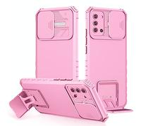 Coque pour Oppo A92/A52/A72, Protection de la Caméra Étui avec Lentille Coulissante Couverture, 360 Degres Full Body Armor et Antichoc Durable Protecteur Bumper Support stéréo Housse Étui-Rose