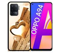 Coque Pour Oppo A94 - Coeur D'or Sur Livre - Silicone - Noir