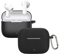 Coque pour Oppo Enco Buds 3 Pro, Housse Protection en Silicone avec Mousqueton, Ultra Mince Antichoc Couverture Complète Protection Étui Protecteur Accessoires, Noir