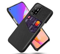 Coque pour Oppo F19 Pro Plus 5G,Antidérapant,Pprotection Contre la Chute à 360°,Résistance aux Empreintes digitales,Caisse en Cuir en Toile et en PU avec 1 Fente pour Cartes derrière-Black