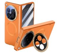 Coque pour Oppo Find N6, Résistant Aux Chocs Et Aux Chutes, Protection De L'objectif Et De La Charnière, Protecteur D'écran Et Support Intégrés, Compatible avec La Charge sans Fil (Orange)