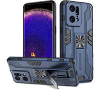 Coque Pour Oppo Find X5 Pro 5g - Antichoc Renforcée Avec Support Pliant Et Plaque Métallique, Bleu
