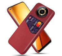 Coque pour Oppo Realme Narzo 60X 5G,Antidérapant,Pprotection Contre la Chute à 360°,Résistance aux Empreintes digitales,Caisse en Cuir en Toile et en PU avec 1 Fente pour Cartes derrière-Red