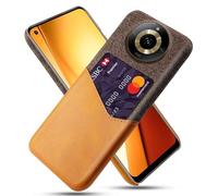 Coque pour Oppo Realme Narzo 60X 5G,Antidérapant,Pprotection Contre la Chute à 360°,Résistance aux Empreintes digitales,Caisse en Cuir en Toile et en PU avec 1 Fente pour Cartes derrière-Brown