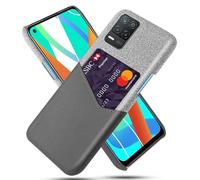 Coque pour Oppo Realme V13 5G,Antidérapant,Pprotection Contre la Chute à 360°,Résistance aux Empreintes digitales,Caisse en Cuir en Toile et en PU avec 1 Fente pour Cartes derrière-Gray