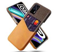 Coque pour Oppo Realme X7 Max 5G,Antidérapant,Pprotection Contre la Chute à 360°,Résistance aux Empreintes digitales,Caisse en Cuir en Toile et en PU avec 1 Fente pour Cartes derrière-Brown