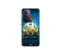 Coque Pour Oppo Reno 12 Pro 5g Om Dorée Brilant Droit Au But Fond Bleu Maniacase