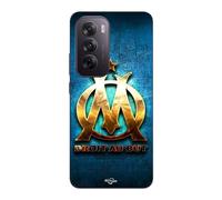 Coque Pour Oppo Reno 12 Pro 5g Om Dorée Brilant Droit Au But Fond Bleu Maniacase