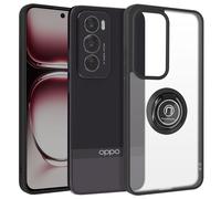 Coque pour Oppo Reno 12 Pro avec Anneau Magnétique Rotatif Finition Givrée Noir