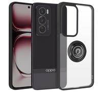 Coque pour Oppo Reno 12 Pro avec Anneau Magnétique Rotatif Finition Givrée, Noir