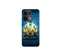 Coque Pour Oppo Reno 13 Pro 5g Om Dorée Brilant Droit Au But Fond Bleu
