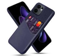 Coque pour Oppo Reno 13F 5G,Antidérapant,Pprotection Contre la Chute à 360°,Résistance aux Empreintes digitales,Caisse en Cuir en Toile et en PU avec 1 Fente pour Cartes derrière-Blue