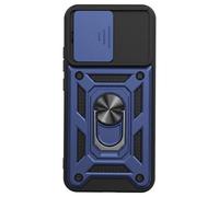 Coque pour Oppo Reno 15 Pro avec Bague Support et Cache Caméra Coulissant Bleu nuit