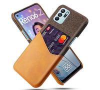 Coque pour Oppo Reno 6Z 5G,Antidérapant,Pprotection Contre la Chute à 360°,Résistance aux Empreintes digitales,Caisse en Cuir en Toile et en PU avec 1 Fente pour Cartes derrière-Brown