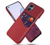 Coque pour Oppo Reno 7z 5G,Antidérapant,Pprotection Contre la Chute à 360°,Résistance aux Empreintes digitales,Caisse en Cuir en Toile et en PU avec 1 Fente pour Cartes derrière-Red