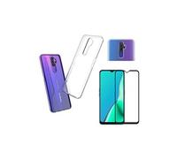 Coque pour OPPO RENO A5 2020 + Verre Trempe Bord Noir - Protection Silicone Souple Ultra Mince Film Vitre Protection Ecran []