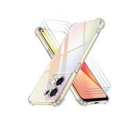 Coque pour Oppo Reno8 5G avec 3 Verre Trempé, Transparent Étui de Protection en Silicone-TECHTA