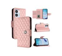 Coque pour Oukitel C35/Oukitel C36 Flip Cuir PU Broderie en Losange Fermeture Etui de Protection Housse avec Magnétique Fonction Stand Orange