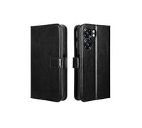 Coque pour OukItel C58/C58 Pro Protection Antichoc Effet Etui Cuir et Intérieur TPU avec Porte-Cartes Fonction de Suppport Noir