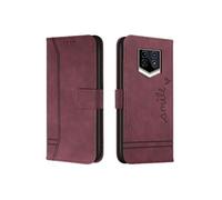 Coque pour Oukitel W15 Protection Portefeuille Etui à Rabat Housse en Cuir PU avec Antichoc TPU Magnétique Flip Pochette Housse Rouge