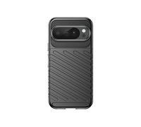 Coque pour Pixel 10 / 10 Pro Série Thunder en Silicone avec Design Strié Noir