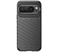 Coque pour Pixel 10 / 10 Pro Série Thunder en Silicone avec Design Strié Noir