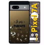 Coque Pour Pixel 7a - Je Suis Parfaite Ou Presque Fond Diamant - Silicone - Noir