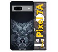 Coque Pour Pixel 7a - Loup Fond Gris - Silicone - Noir