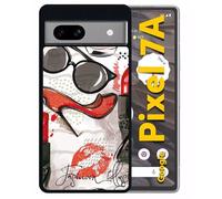 Coque Pour Pixel 7a - Motif Girly Fond Blanc - Silicone - Noir