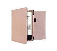 Coque pour Pocketbook Touch Lux 5 Etui de liseuse portefeuille en cuir végan Rose dorée