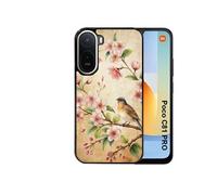 Coque pour Poco C81 Pro - Motif Fleur et Colibri - Noire