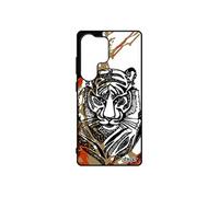 Coque pour pour Samsung galaxy S25 Ultra silicone tigre arbre tribal aluminium ethnique SM-S938B noir animal art afrique azteque homme de