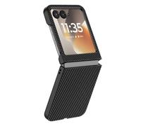 Coque pour Motorola Razr 70 Effet Fibres de Carbone Protection Rigide Pliable Noir