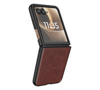 Coque pour Motorola Razr 70 Ultra Effet Cuir Croco avec Écran Externe Dégagé Marron