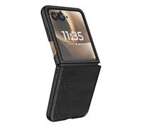 Coque pour Motorola Razr 70 Ultra Effet Cuir Croco avec Écran Externe Dégagé Noir