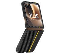 Coque pour Motorola Razr 70 Ultra Effet Fibres de Carbone Protection Rigide Noir / Jaune