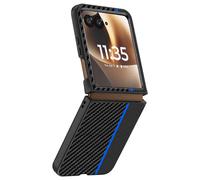 Coque pour Razr 70 Ultra Effet Fibres de Carbone Protection Rigide, Noir / Bleu