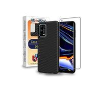 Coque pour Realme 7 Pro Gel Silicone Motif Fibre Carbone , Noir + Film VERRE Trempé