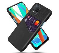 Coque pour Realme 8 5G,Antidérapant,Pprotection Contre la Chute à 360°,Résistance aux Empreintes digitales,Caisse en Cuir en Toile et en PU avec 1 Fente pour Cartes derrière-Black