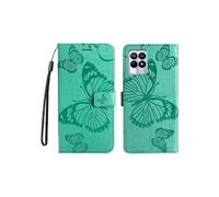 Coque pour Realme 8i Papillon de Protection Etui à Rabat en Cuir PU avec Porte-cartes Magnétique Compatible avec Realme 8i Vert