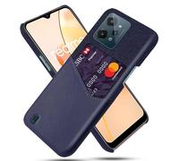 Coque pour Realme C31 4G,Antidérapant,Pprotection Contre la Chute à 360°,Résistance aux Empreintes digitales,Caisse en Cuir en Toile et en PU avec 1 Fente pour Cartes derrière-Blue