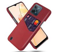 Coque pour Realme C31 4G,Antidérapant,Pprotection Contre la Chute à 360°,Résistance aux Empreintes digitales,Caisse en Cuir en Toile et en PU avec 1 Fente pour Cartes derrière-Red