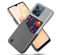 Coque pour Realme C31 4G,Antidérapant,Pprotection Contre la Chute à 360°,Résistance aux Empreintes digitales,Caisse en Cuir en Toile et en PU avec 1 Fente pour Cartes derrière-Gray