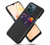 Coque pour Realme C31 4G,Antidérapant,Pprotection Contre la Chute à 360°,Résistance aux Empreintes digitales,Caisse en Cuir en Toile et en PU avec 1 Fente pour Cartes derrière-Black